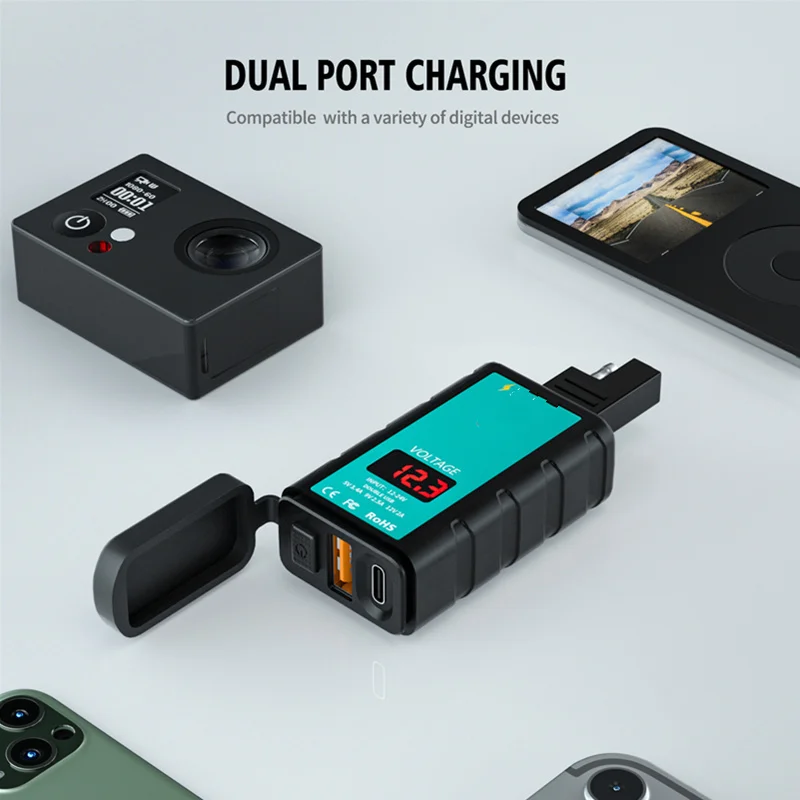 Мотоцикл USB Type-C Quick Charge 3 0 Автомобильное зарядное устройство разъем