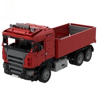 engineering bulldozer crane high tech red scania dump truck building blocks city construction vehicle car toy children boy gift