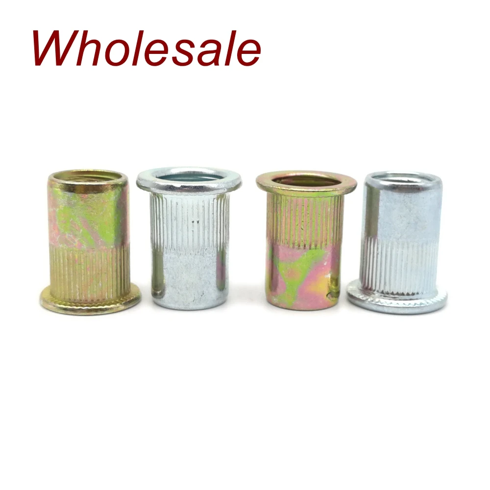 Оптовая продажа углеродистая сталь плоская головка заклепки гайка M3 M4 M5 M6 M8 M10 M12