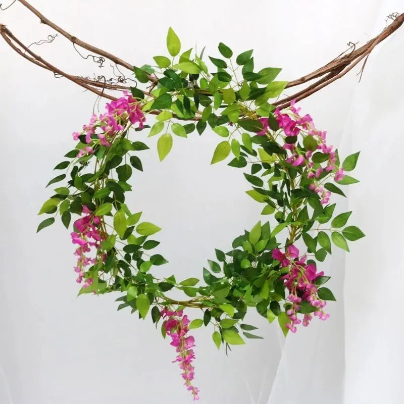 

Artificial Wisteria Fake Plant Arch Decoration Household Outdoor Wall Hanging 200cm Long Vine Hanging Wreath Background Wall