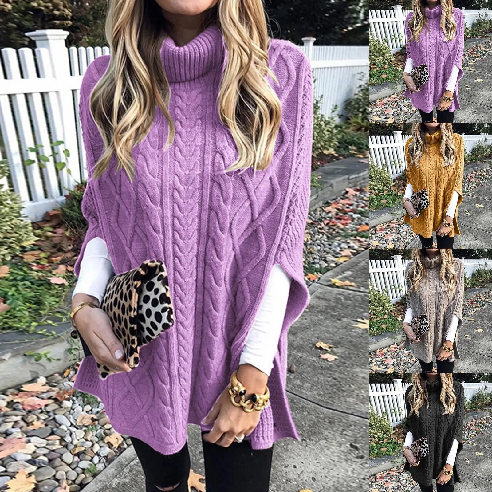 

Women Autumn Winter Sweater Solid Color Turtle Neck Twist Braid Knitted Shawl Sweater Pullover Fashion Slim Femme Pullovers 3XL