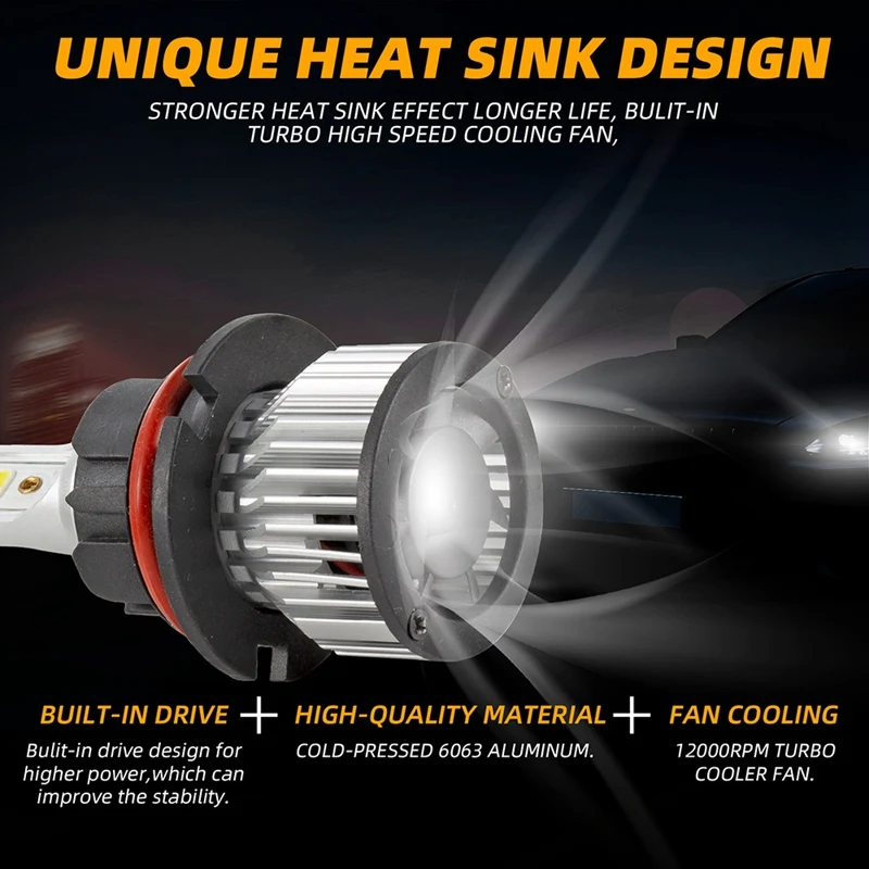 

2X 9007 LED Headlight High Low Beam Kit 4000W 30000LM Bulbs White 6500K