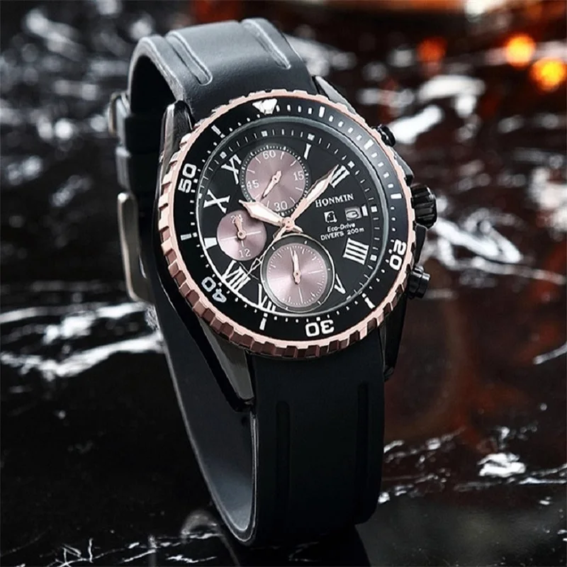 Модные трендовые Мужские кварцевые часы с шестью стрелками и римскими