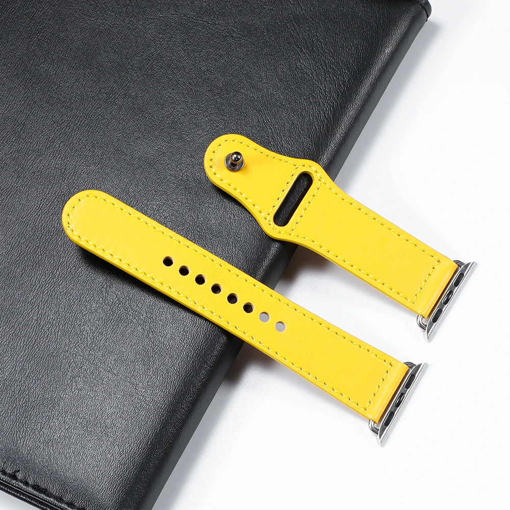yellow Кожаный ремешок для apple watch 5 4 ремешок 44 мм 40 мм iwatch ремешок 42 мм correa apple watch 38 мм pulseira браслет ремень ремешок для часов 4 3 - Цвет ремешка: yellow