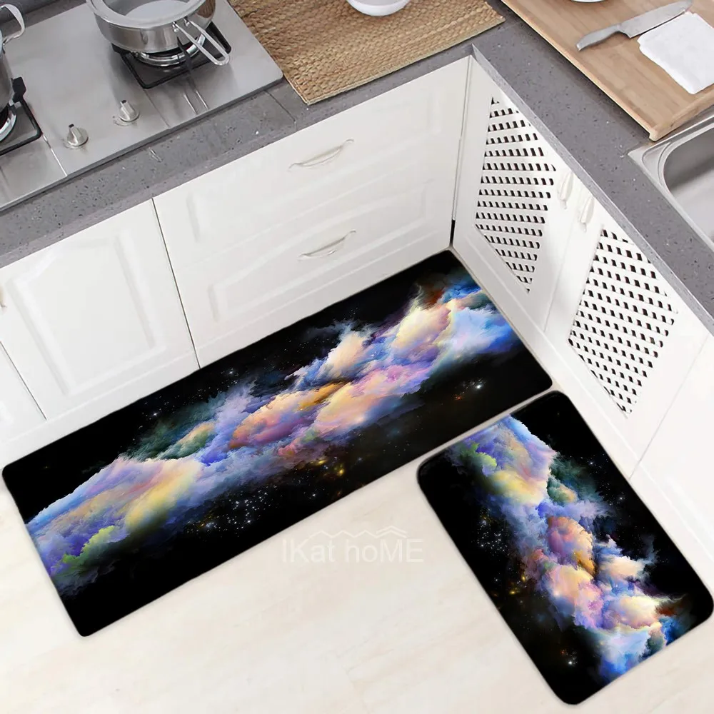 

2PCS Cheaper Kitchen Mat Anti-Slip Rainbow Clouds Area Rugs Living Room Bedside Carpet Balcony Bathroom Hallway Bath Doormat