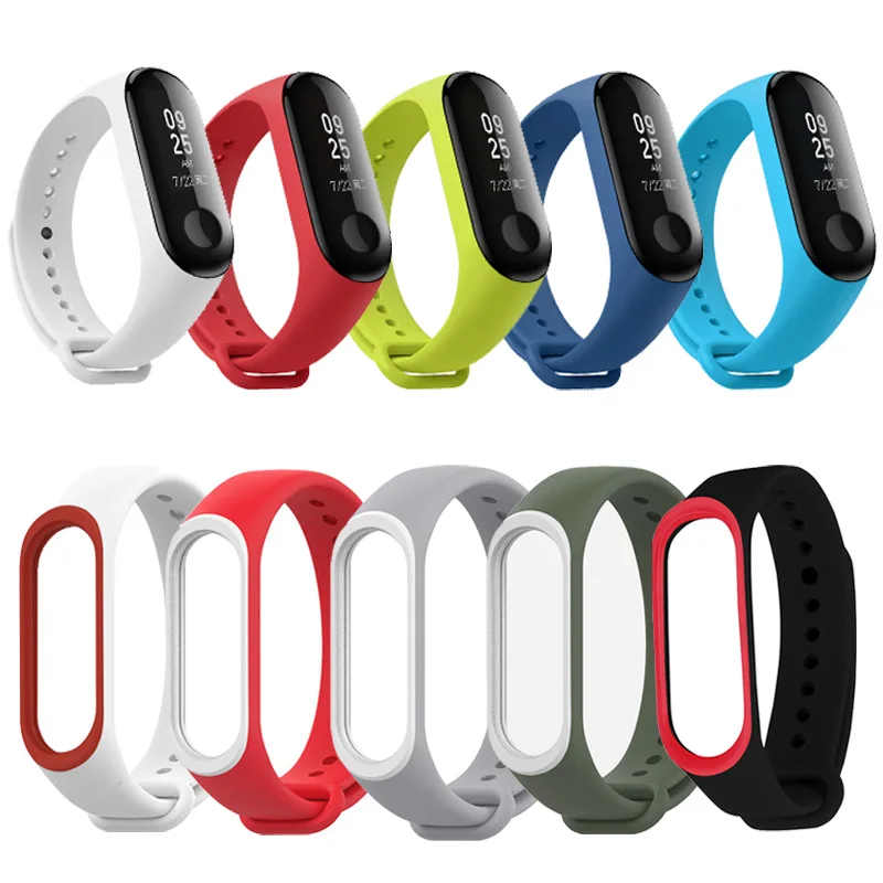 10pcs mixed 3 10 шт./упак. для Mi band 3 4 браслет ремень для Mi band 3 4 ремешок на запястье с силиконовым браслетом, браслет MiBand 4 браслет аксессуары - Цвет: 10pcs mixed 3