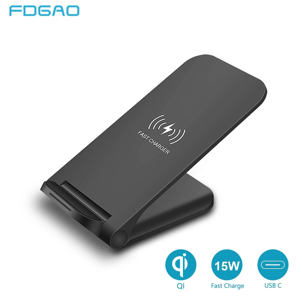 

FDGAO 15W Fast Wireless Charger For Samsung S10 S9 S8 Huawei Xiaomi USB C Fold 10W Qi Charging Stand for iPhone 11 Pro XS XR X 8