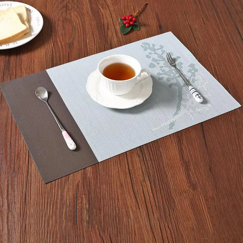 

European Western Placemats Household Plain Table Mats Heat Insulation Pads Thickened PVC Placemats Bowl Mats Placemats