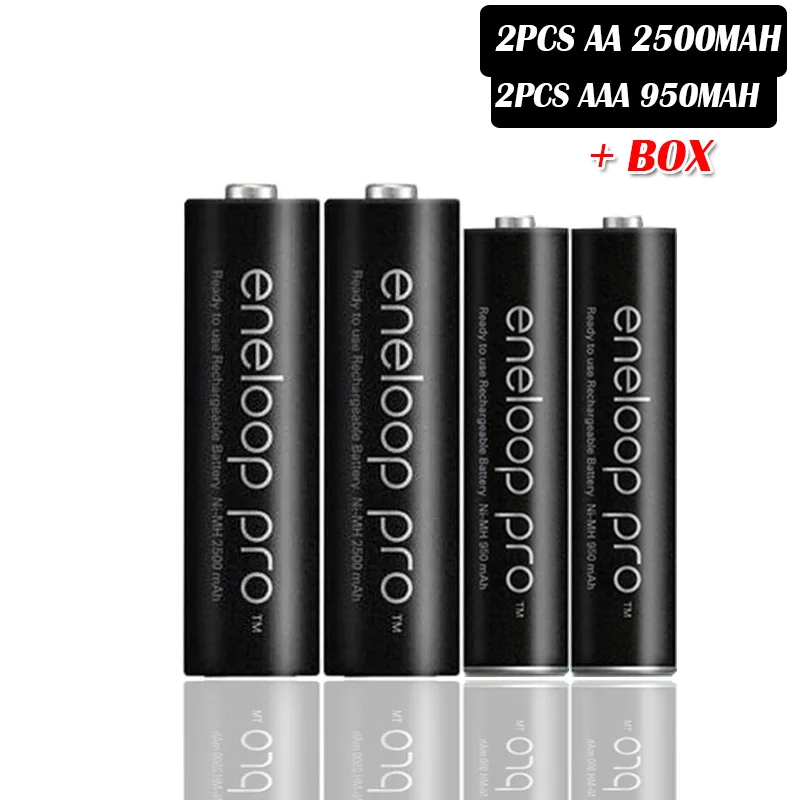 2pcs AA 2pcs AAA Panasonic AA Ni-MH аккумуляторная батарея+ AAA батарея(aa 2500mAh и aaa 950 mAh) для фонариков камеры дистанционного управления игрушки - Цвет: 2pcs AA 2pcs AAA