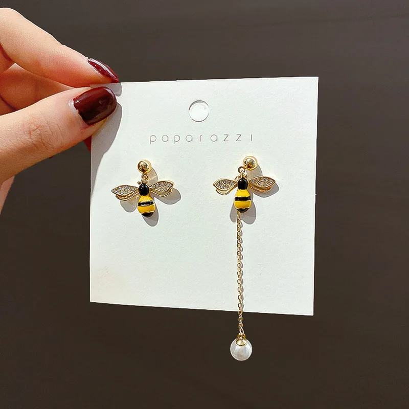 Серьги подвески женские Асимметричные с имитацией жемчуга и