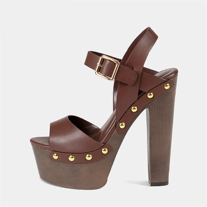 

2022 New Women Gladiator Sandals 15CM High Heels Rivets Studded Platform Sandal Female Prom Dress Shoes Woman