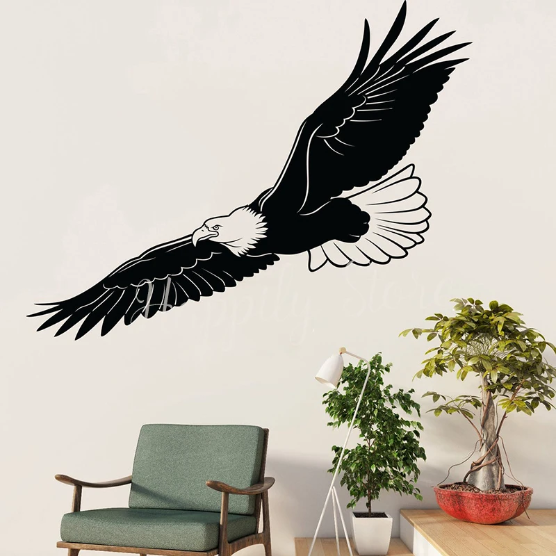 

Bald Eagle Wall Decals Living Room Flying Eagle Vinyl Wall Nature Animal Wildlife Stickers Bird Bedroom Nursery Mural Decor P509