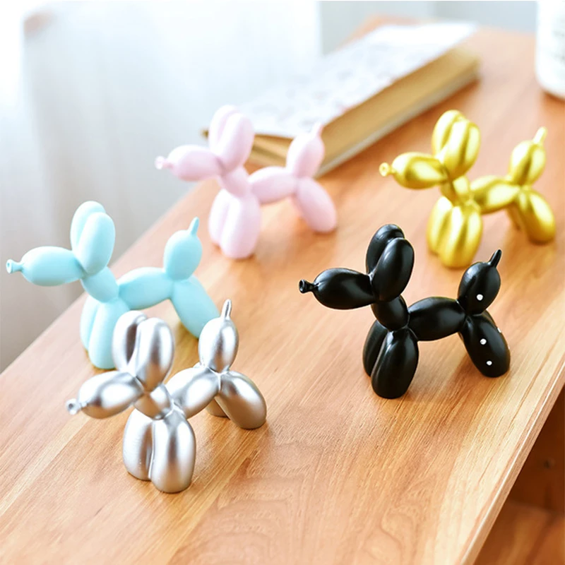 

9cm Resin Balloon Dog Figurines Creative Ornament Sculpture Baking Cake Decoration Childhood Fun Party Accessories Dessert Gift