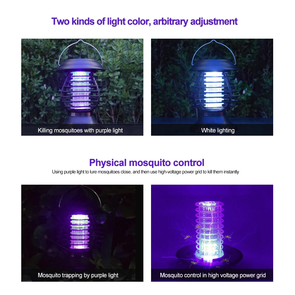 Лампа-убийца от комаров на солнечной батарее садовый уличный светильник для