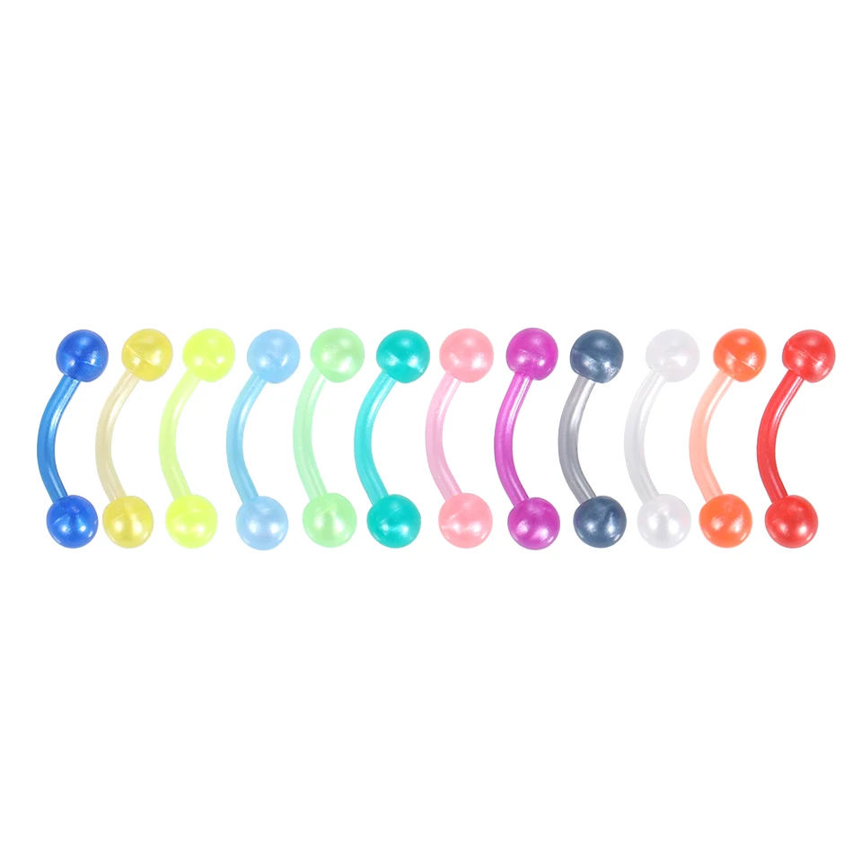 Акриловые Изогнутые Штанги Для Пирсинга 12 шт./лот кольца для бровей бананов 16 г