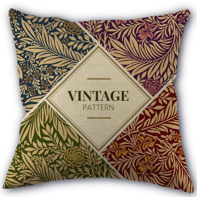 

Nice William Morris Pillowcase Cotton Linen Fabric Square Zipper Pillowcase 45X45cm Wedding Decorative Pillow cover 11-17