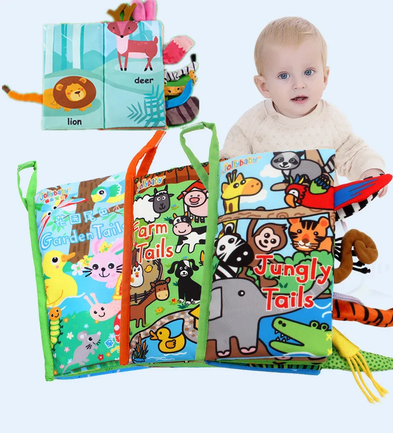 

Baby Book 0 12 Months Kids Quiet Soft Animals Tails Cloth Book Newborn Stroller Hanging Toys Baby Early Learning Educational Toy