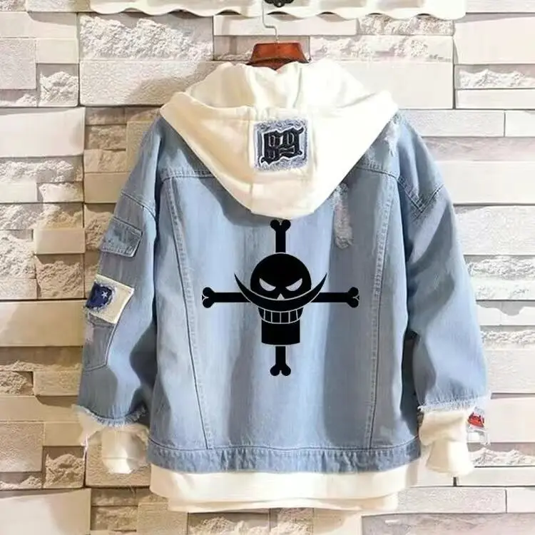 Джинсовая куртка-бомбер с Аниме One Piece D Luffy джинсовая толстовка капюшоном унисекс