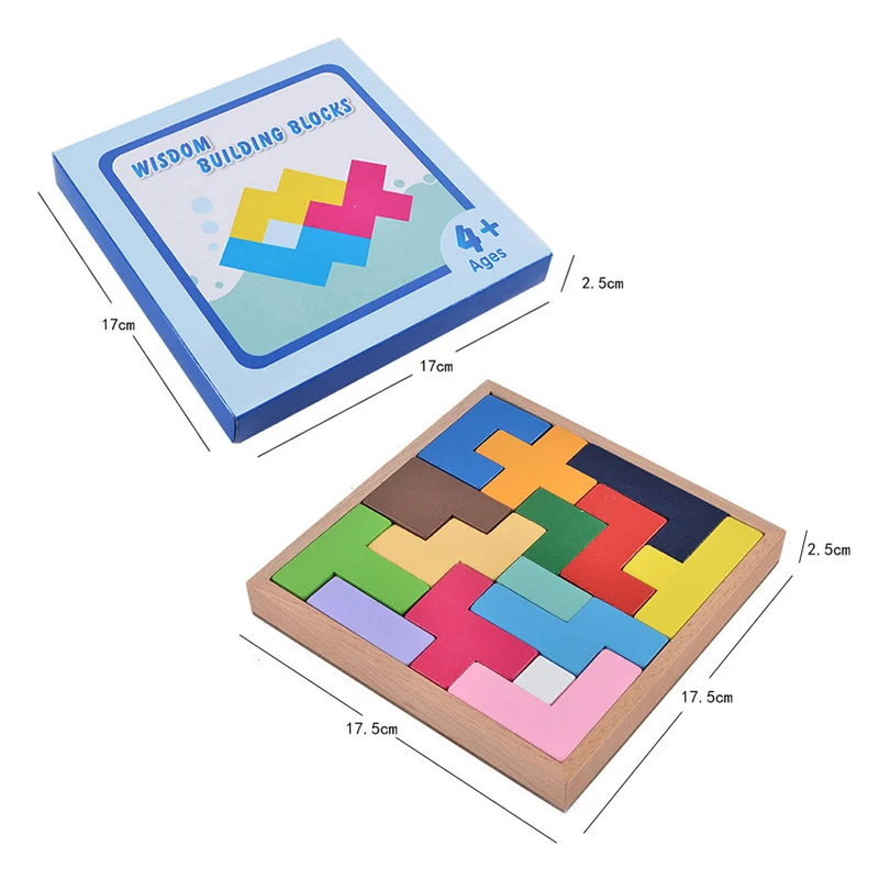 

Kids 3-Dimensional Cube Tetris Tangram Jigsaw Puzzle Toys Educational Wooden Toy Brain Teaser Games Toys For Children