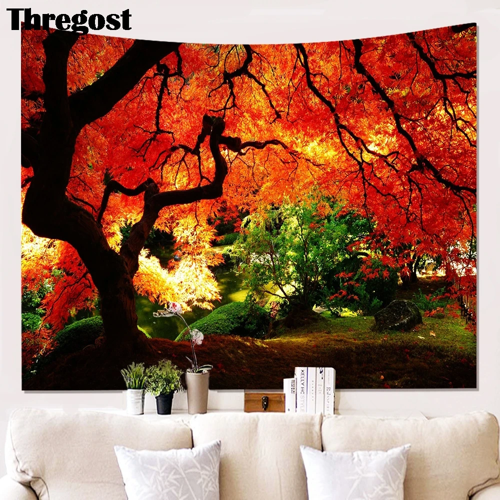 Живописные печатных гобелен с изображением деревьев в стиле Бохо Настенный