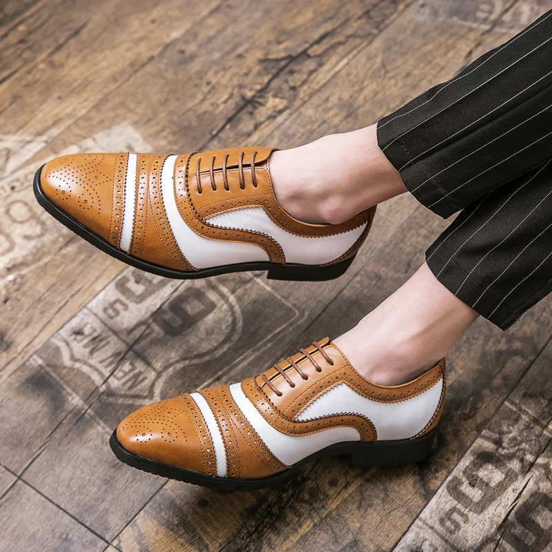 

Office Business Men's Leather Shoes Brogue Large Size Formal High Quality British Style Brogues Brand Driving