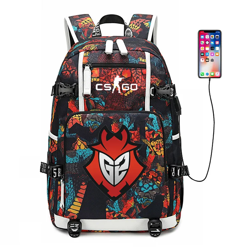 CS GO FNATIC Virtus рюкзак USB Порты и разъёмы сумка с рисунком под змеиную кожу подростков
