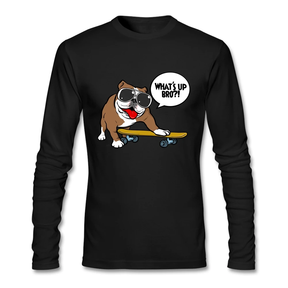 Скейтборд Британский Бульдог футболка из хлопка с круглым вырезом на заказ