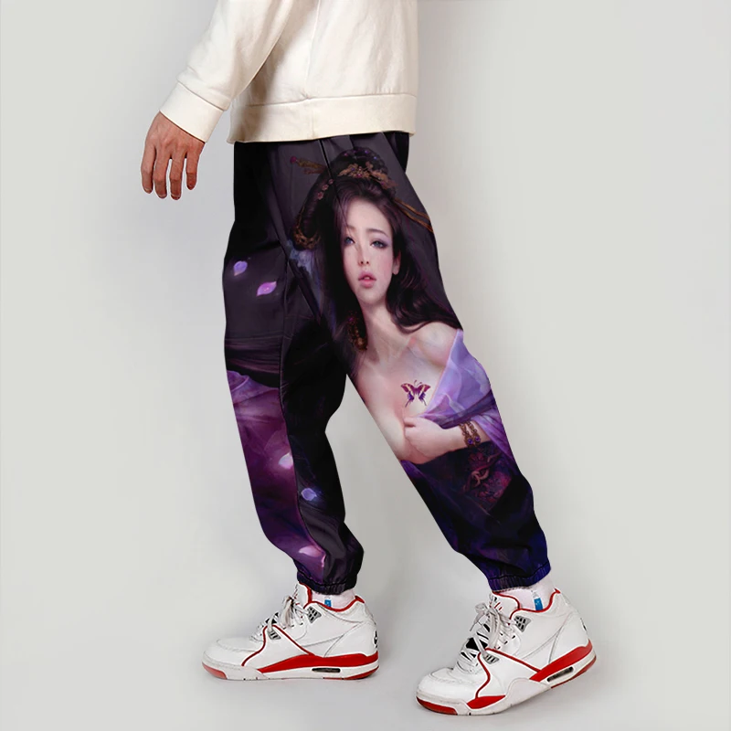 

2020 Casual Joggers Pants Good Quality Printed Sexy Lady Design Hot Sale Men Streetwear Cargo Pants Boy Punk Elastic Trousers
