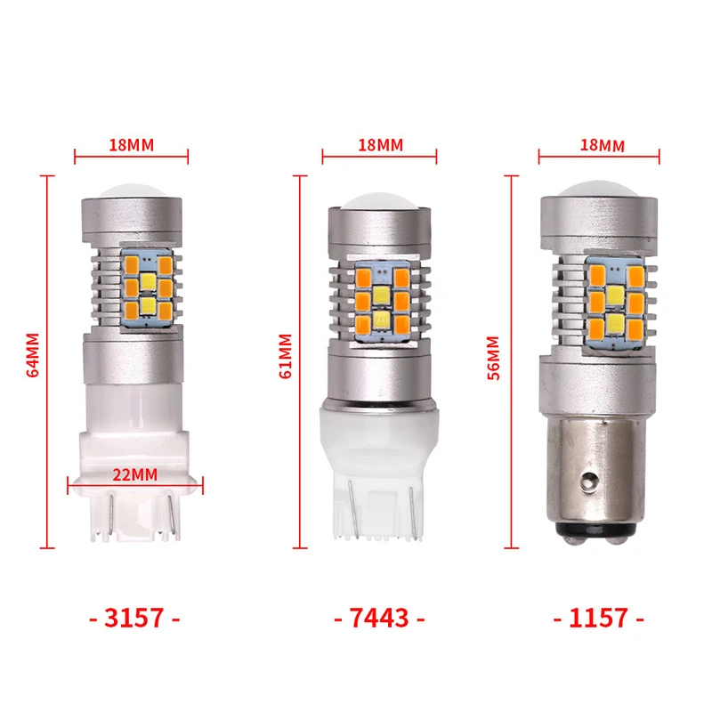 2 шт. новый дизайн 3157 1157 7443 двухцветный белый Янтарный S25 T20 BAY15D светодиодный