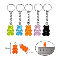 tiny resin gummy bear keychain for woman cute girls candy color animal bear key chain jewelry wedding party kids gifts