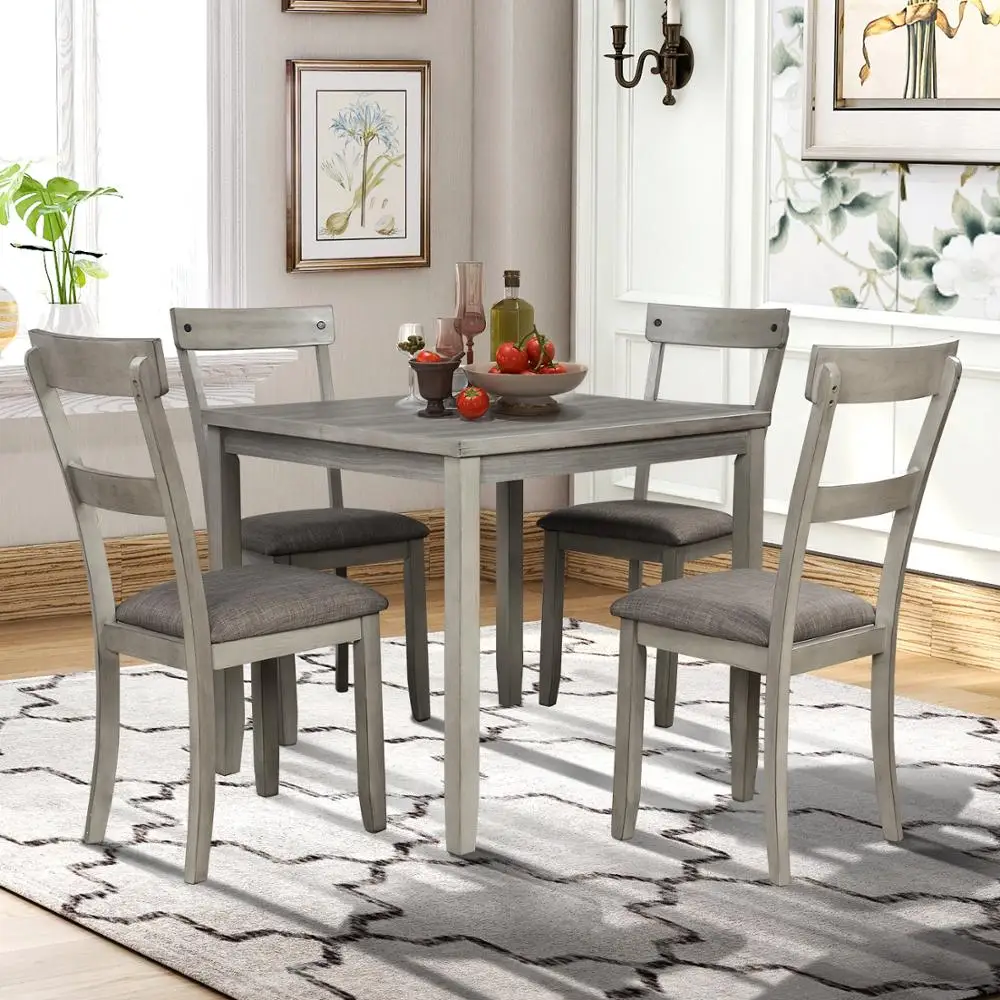 5 Piece Kitchen Furniture 4 Chairs Industrial Wooden Dining Table Set Restaurant Table Furniture 5pcs dining chair set 4 chairs 1 dining table set wooden metal furniture brown black beige home kitchen office furniture