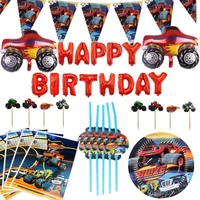 blaze and the monster machines birthday party decorations banner paper cup straws balloon boys baby shower kids party supplies