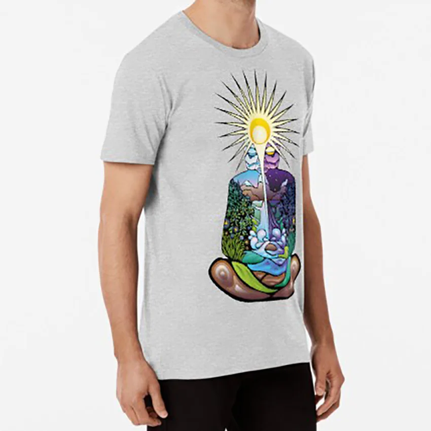 Психоделическая медитация природа-человек футболка психоделическая природа