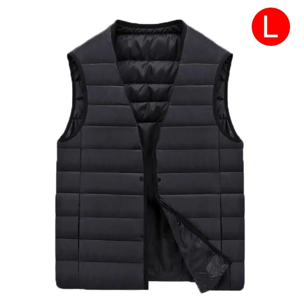 Smart Charging Heating Vest Men's Cotton Coat V-neck Graphene Carbon Fiber Heating Vest Jacket Winter Water Washable Heating Ves - Color: L
