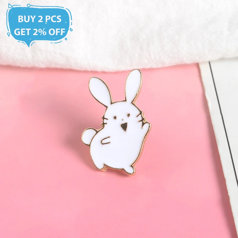 Белые Броши с кроликами для танцев милые эмалированные Металлические Заколки