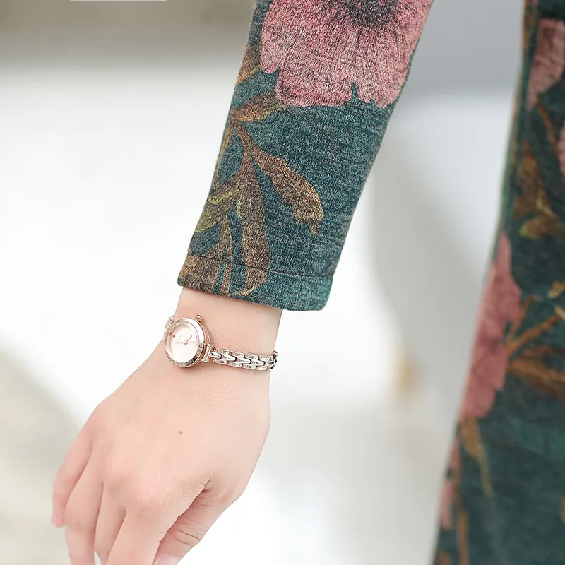 

Women's Spring Autumn Long Jacket Fashion Loose Print Woolen Coat Plus Size 4XL Middle aged Mother Windbreaker Outerwear W1460