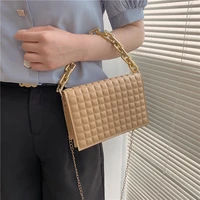 high quality brand square bag for women pu leather lattice shoulder bag thick chain handbag designer luxury crossboby bag purses