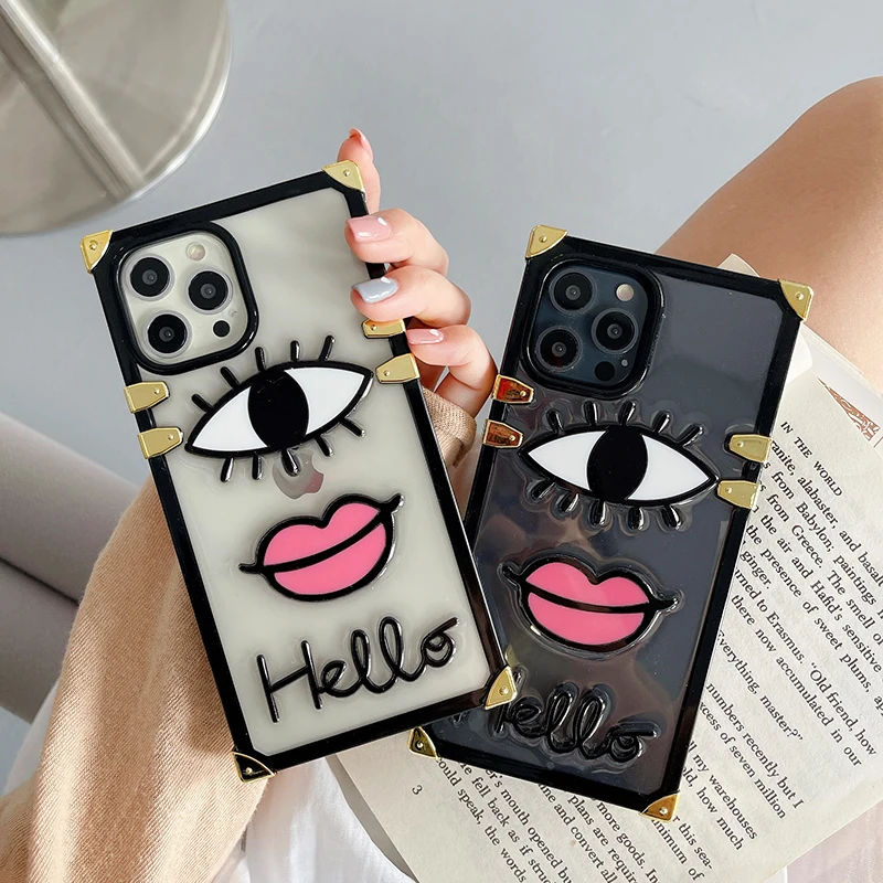 

Fashion Lipstick Lips Sexy Eye Square Soft Silicon Phone Case for Iphone 12 7 8 Plus X XS XR MAX 11 Pro SE2020 MiNi Bumper Cover