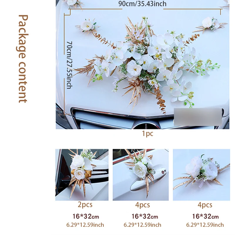 Flores de orqu&iacute;deas artificiales rom&aacute;nticas, decoraci&oacute;n de coche de boda y fiesta de oro blanco, rosas falsas de seda, suministros para el D&iacute;a de San Valent&iacute;n, 11 unids/lote-3