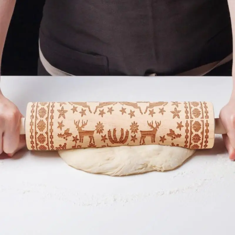 Рождественское тиснение Скалка Для Выпечки печенье лапша помадка торт