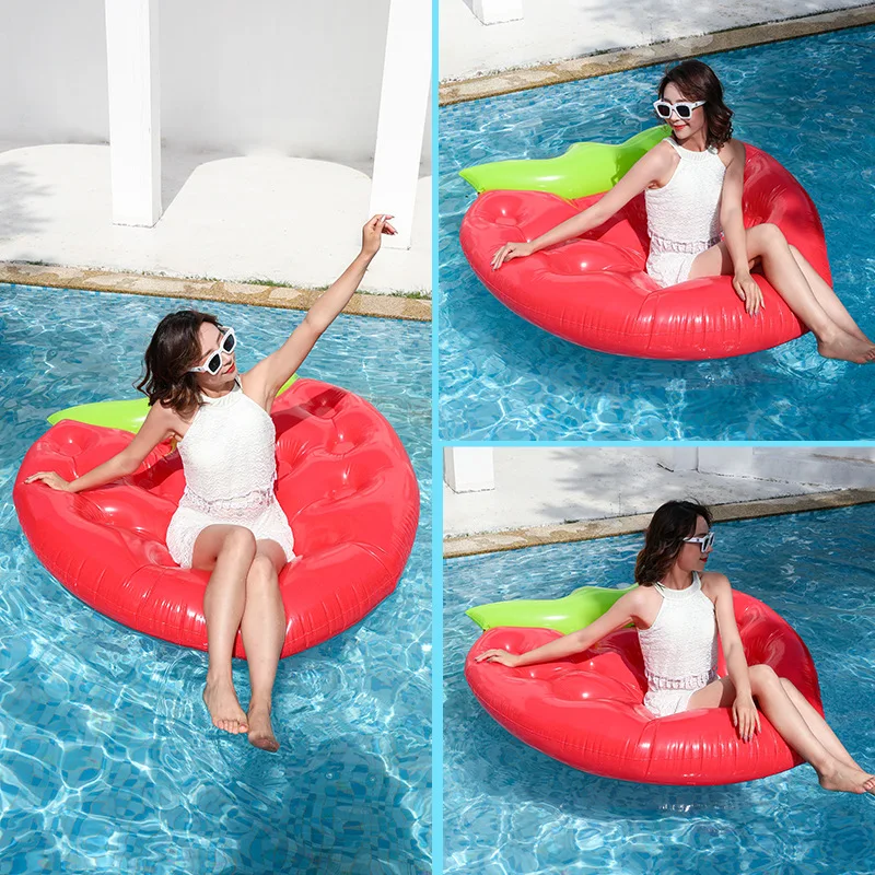 

160cm Giant Staeberry Inflatable Pool Floating Bed Air Mattress Lazy Water Party Toy Riding Swimming Ring Piscina