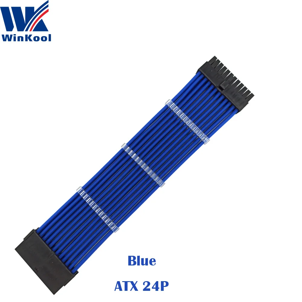 WinKool ATX MB 24PIN Female to Male 24P 18AWG рукавами PSU УДЛИНИТЕЛЬ шнур питания/кабель с черно белым