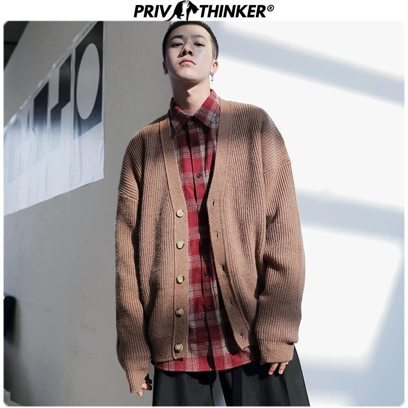 Privathinker 2020 мужские однотонные свободные вязаные свитера свободный свитер