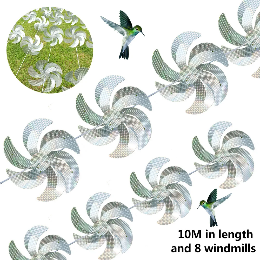 

Bird Repellent Windmill Durable Beautiful Reflective Bird Scare Deterrent Driving Windmill String Courtyard Garden Decoration