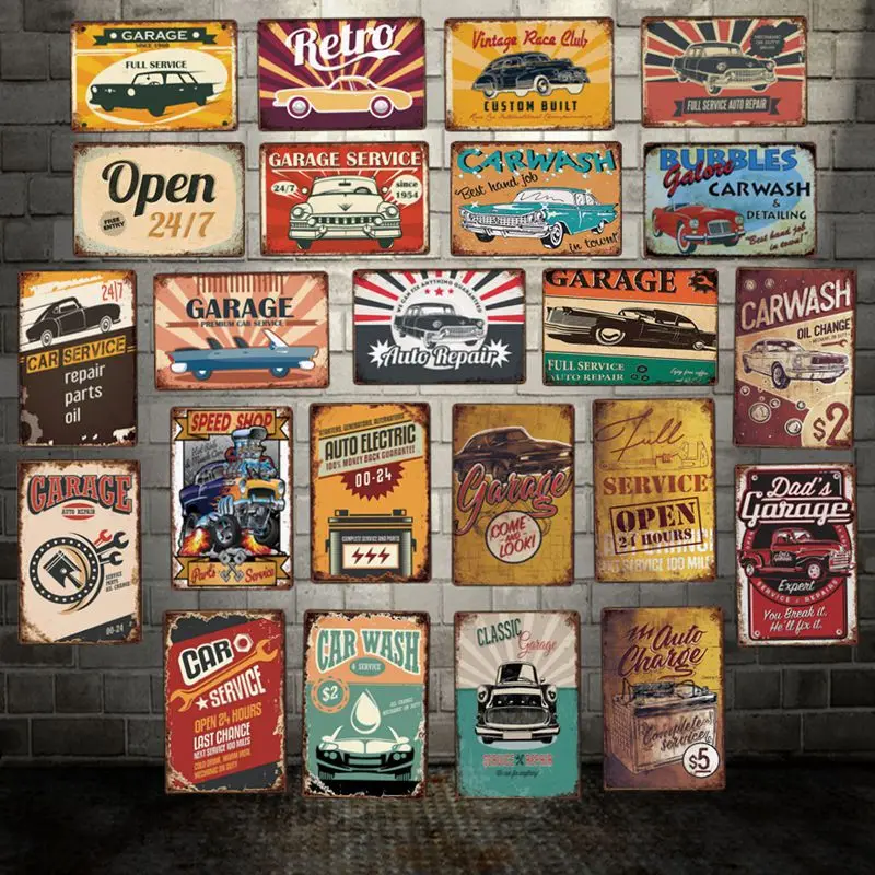 [WellCraft] гаражная открытая автомобильная мойка металлическая Настенная Наклейка