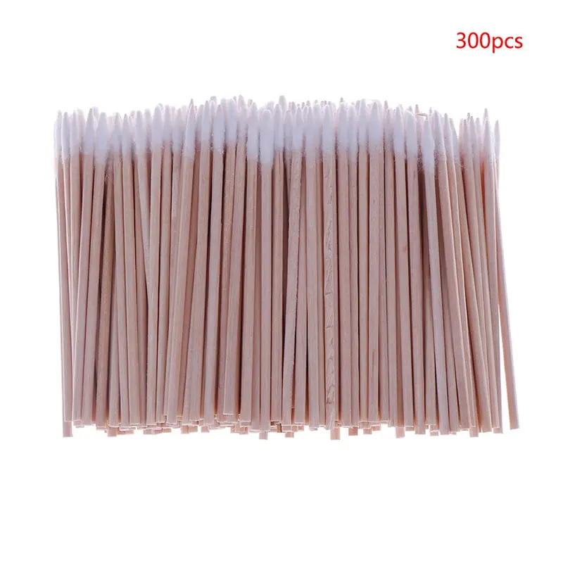 

100/300 шт., ватные палочки для бровей с деревянной ручкой