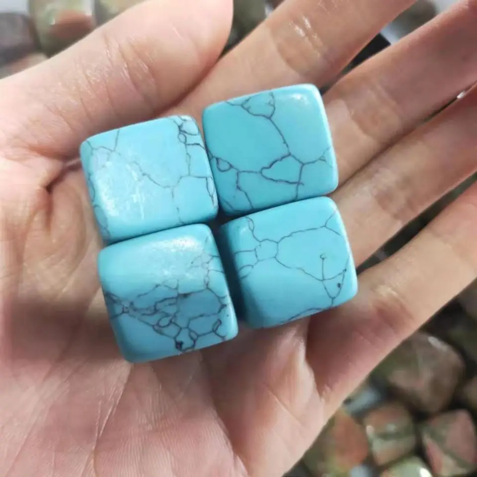 

Natural Cube Energy Optimization Blue Turquoise crystals healing stones for home decoration