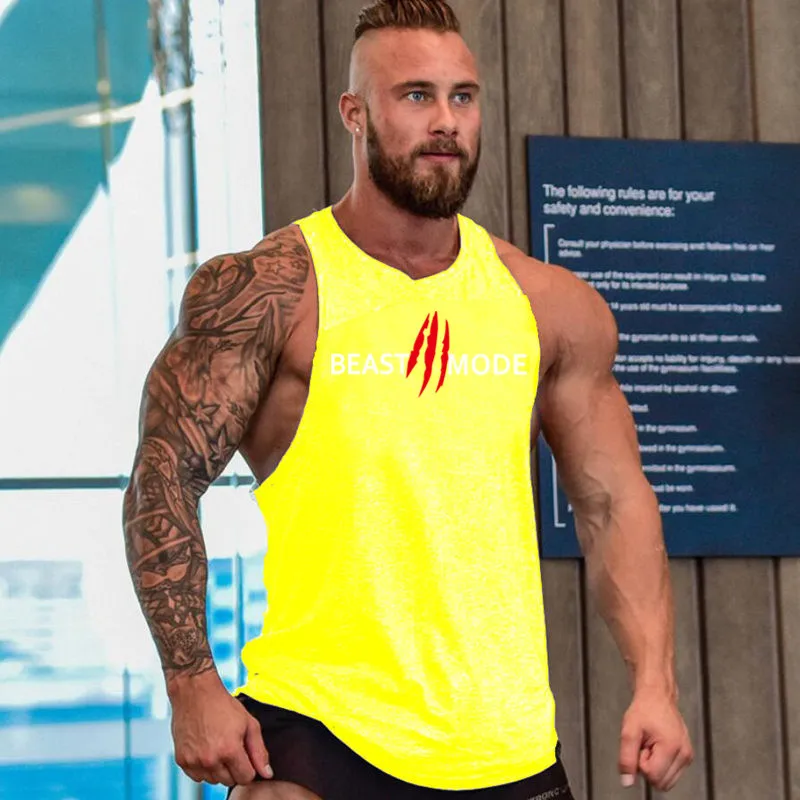 Gym deltoid брендовая одежда Beast Mode, майка для бодибилдинга, мужская майка для фитнеса, рубашка без рукавов, однотонная хлопковая майка