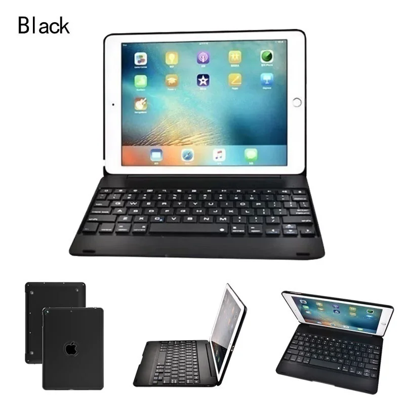 black Новая клавиатура Bluetooth смарт-чехол для Apple, Pad Pro 9,7/iPad Air 2 корпус клавиатуры ABS стоял(Цвет: черный, серебряный, золотой, золото, розовое золото(как показано на рисунке - Цвет: black
