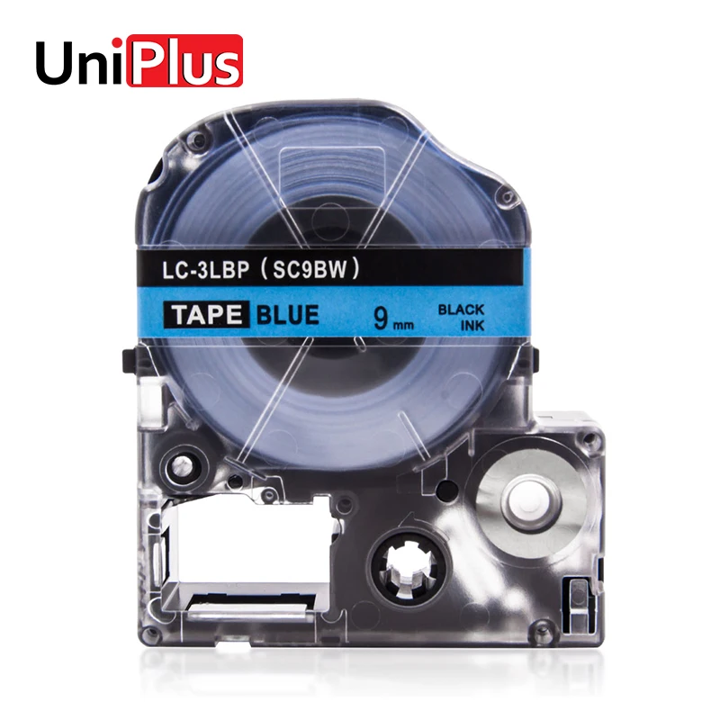UniPlus 9 мм для печати ярлыков SC9BW Epson King Джим LC 3LBP черный на голубом лента этикеток